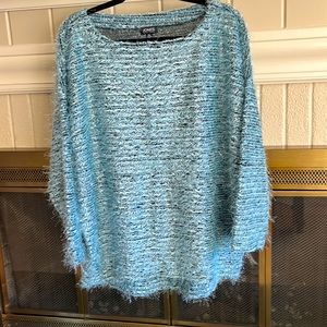 Jones aqua & black fuzzy sweater size XL